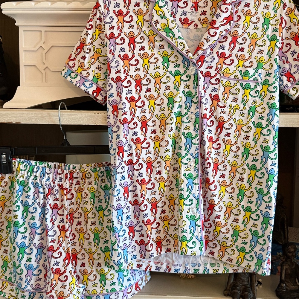 Roller Rabbit Xs shorts pajamas pjs disco monkey polo new - Picture 3 of 7